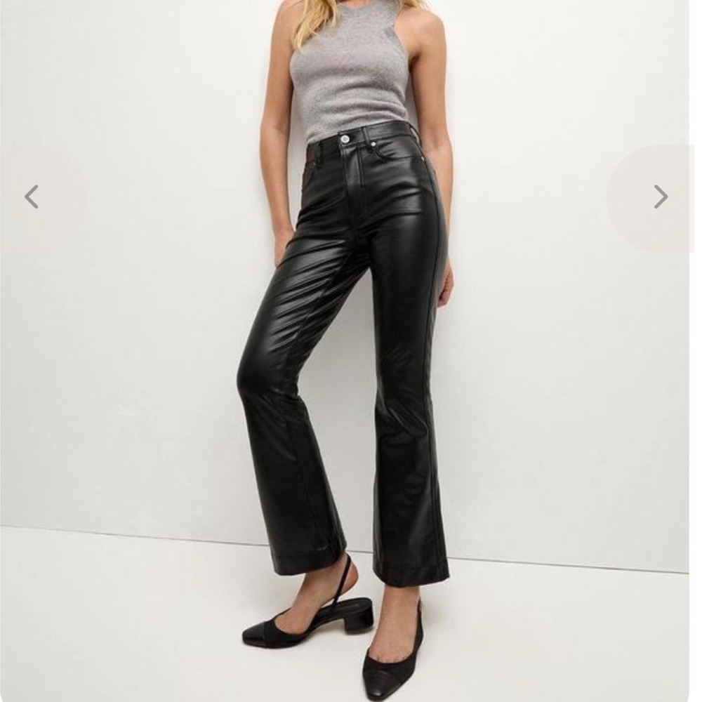 Veronica Beard Carson High Rise Ankle Flare Vegan Leather Pants